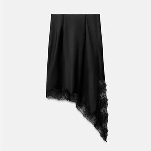 Zara Black Asymmetrical Skirt with Lace Detail